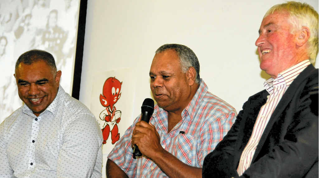 GOOD OLD DAYS: MC and former ARL boss Geoff Carr shares a laugh during a Q&A; with league legends Ricky Walford and Larry Corowa at the South Grafton 100-Year Anniversary Dinner at South Grafton Ex-Services Club. PHOTO: GARY NICHOLS GOOD OLD DAYS: MC and former ARL boss Geoff Carr shares a laugh during a Q&A; with league legends Ricky Walford and Larry Corowa at the South Grafton 100-Year Anniversary Dinner at South Grafton Ex-Services Club. PHOTO: GARY NICHOLS